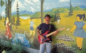 tebeto with playground mural and guitar, Alamos, Sonora, Mexico. Photo by Anders Tomlinson.