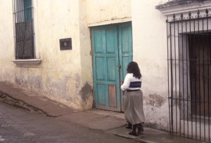 Aqua door on Calle Aurora, Alamos, Sonora, Mexico. Photo by Anders Tomlinson.