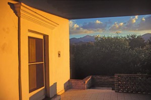 Sierra Se Alamos seen from a sunset porch west of the airport, Alamos, Sonora, mexico. Photo by Anders Tomlinson.