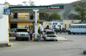 The traditional gas station is on the western edge of the busy Alameda. The traditional gas station is on the western edge of the busy Alameda, Alamos, sonora, Mexico. Phot