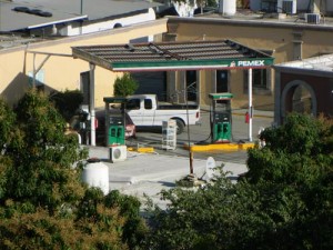 The Salido gas station on the Alameda seen from Guadalupe Hill. alamos, sonora, mexico . photo by Humberto Enrí